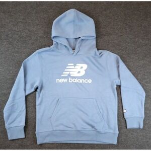 New Balance Hoodie Boys Medium 10/12 Blue Pullover Logo Sweatshirt‎ NWT